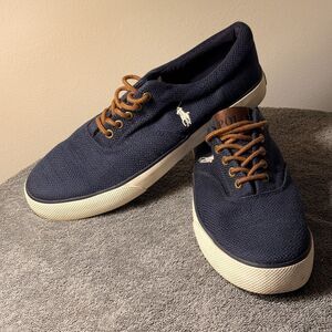 Polo Ralph Lauren Mens Forestmont II Shoes Navy Blue Canvas Twill Upper Size 10D